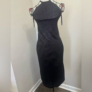 Nicole Miller Black Ribbed Sequin Sheath Dress